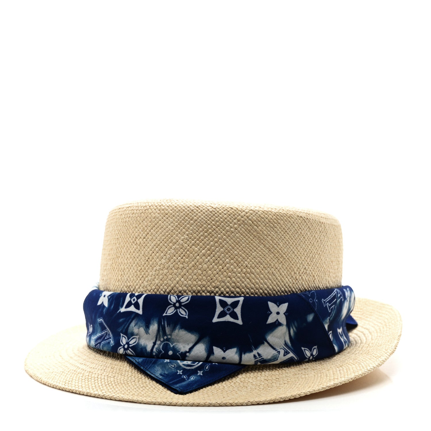 Louis Vuitton Straw Monogram Bandana Hat Blue 6 of 7
