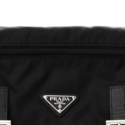 Prada Re-Nylon Vela Saffiano Pocket Double Buckle Messenger Shoulder Bag Black 8 of 12