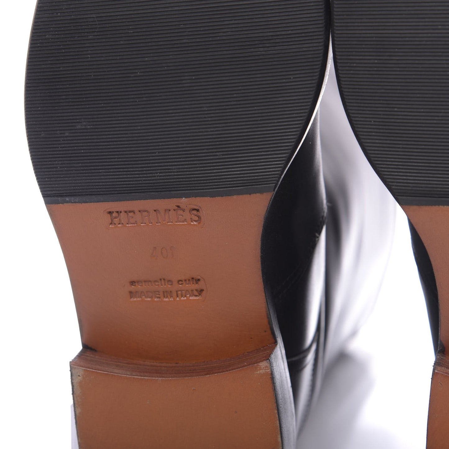 Box Calfskin Equestrian Land Boots 40.5 Black