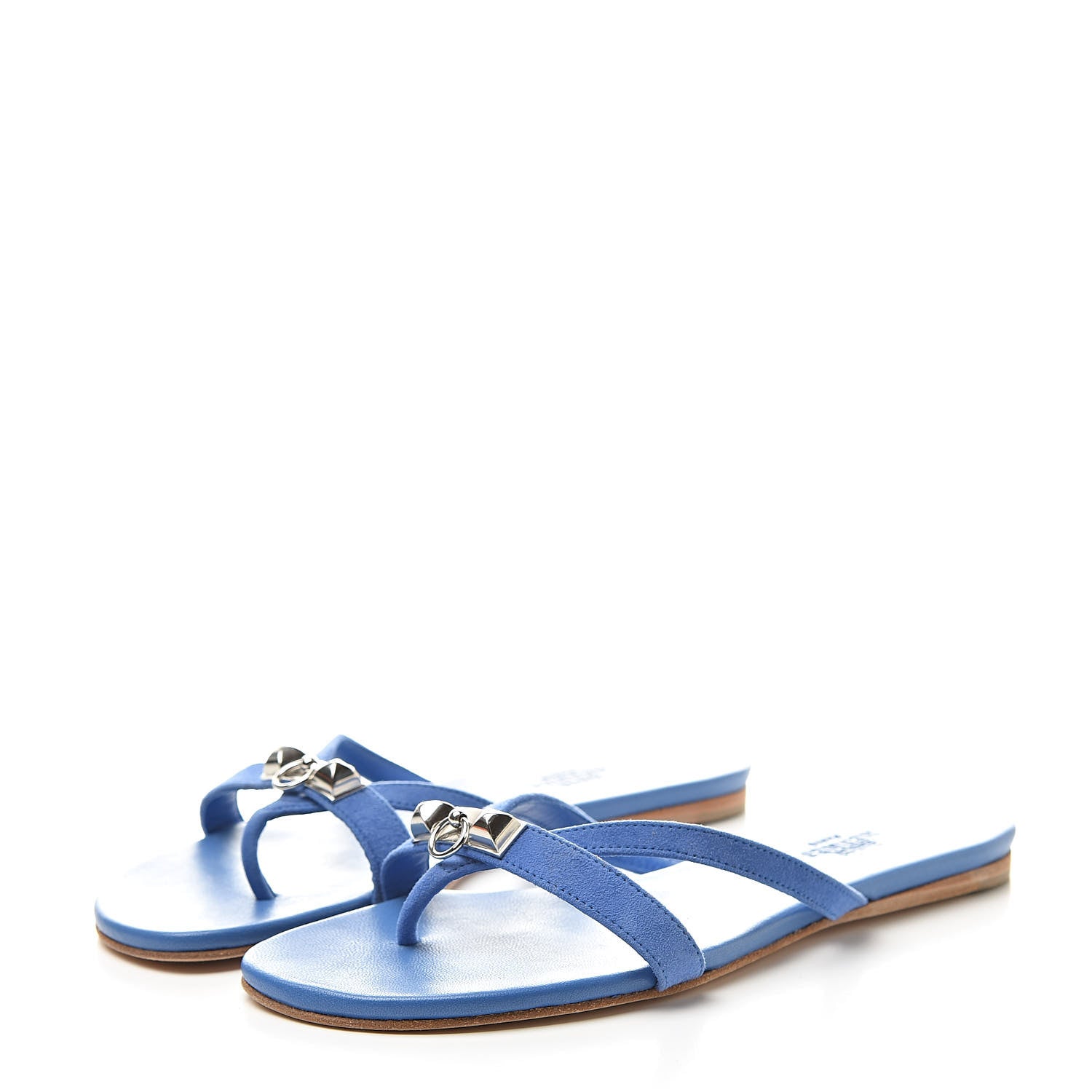 Hermes Suede Nappa Corfou Sandals 37 Bleu 3 of 11