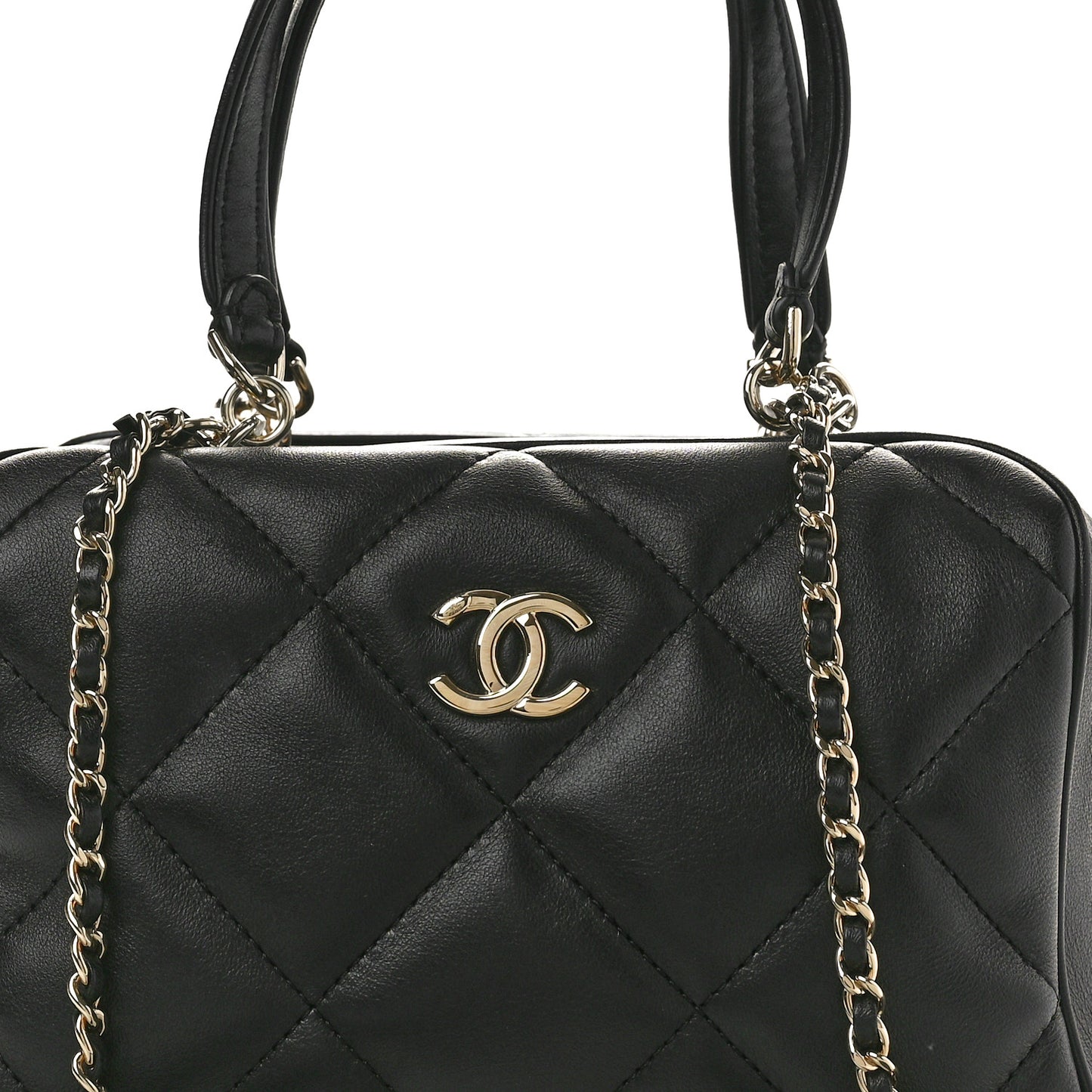 Lambskin Quilted Easy Carry Bowling Bag Black