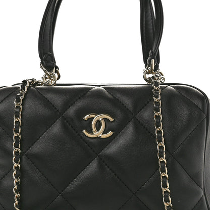 Chanel Lambskin Quilted Easy Carry Bowling Bag Black 8 of 10