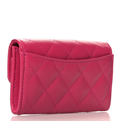 Chanel Caviar Quilted Flap Card Holder Wallet Dark Pink 3 of 7
