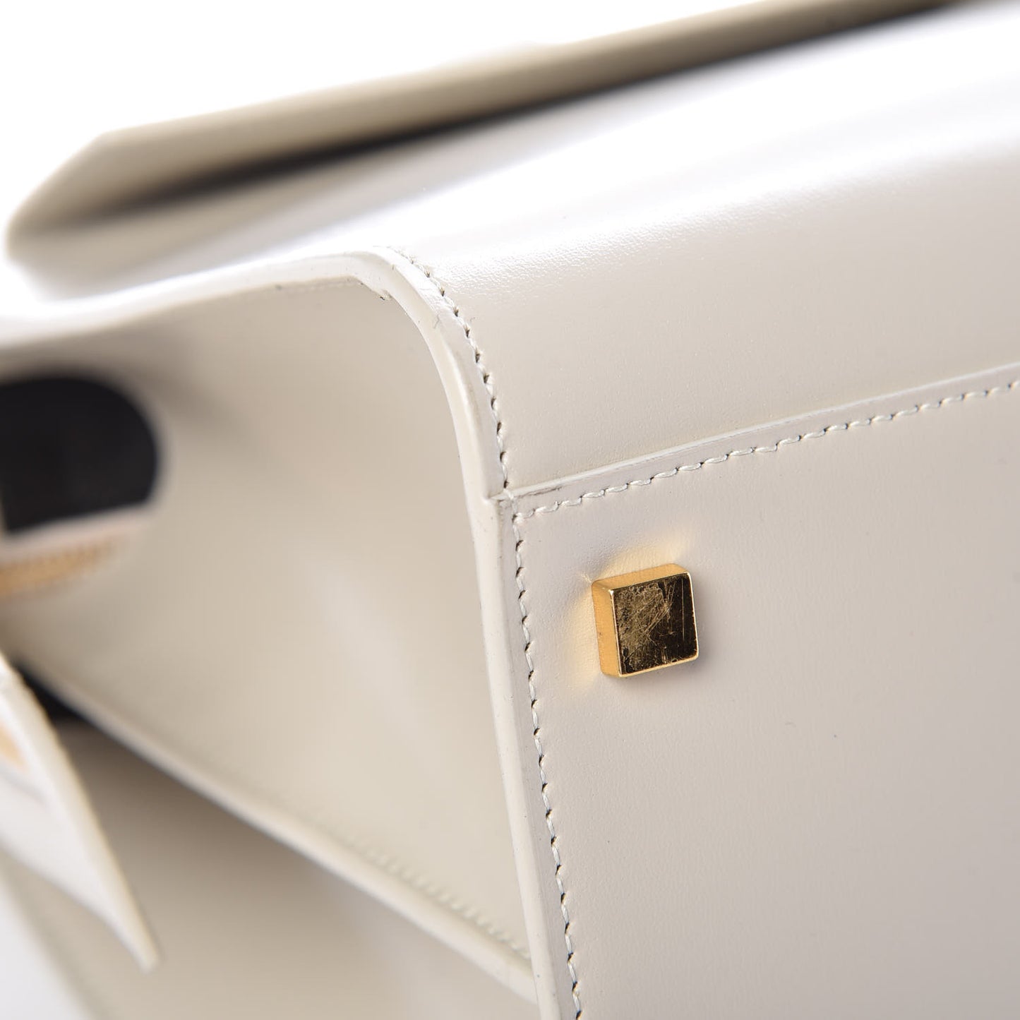 Shiny Calfskin Medium Uptown Tote White