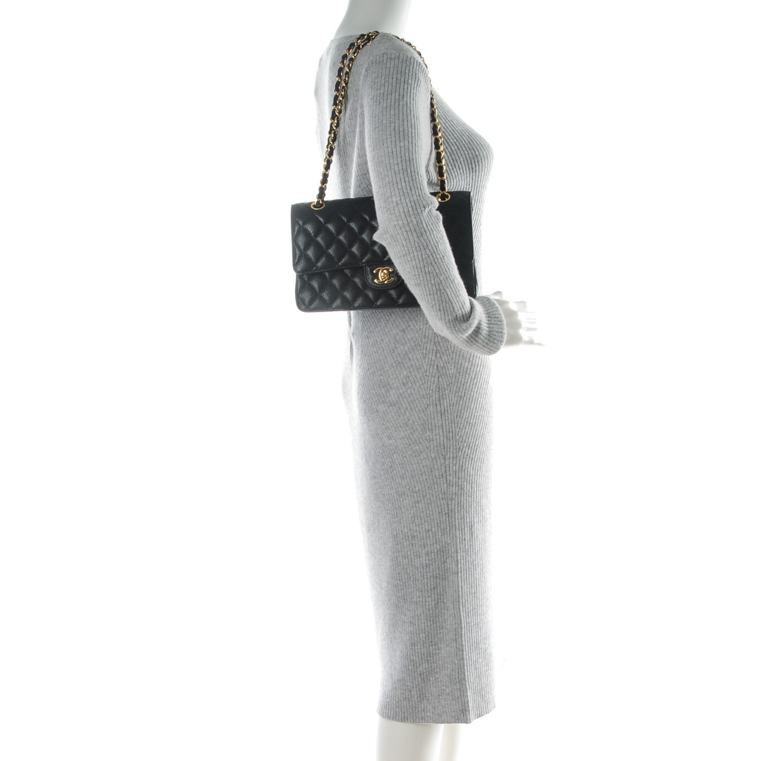 Chanel Caviar Quilted Medium Double Flap Black 2 of 8
