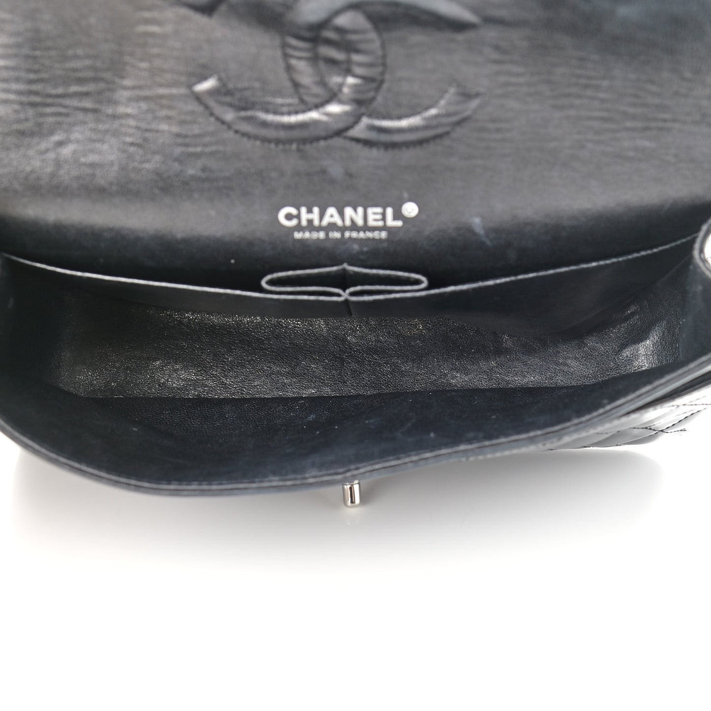 Patent Quilted Medium Double Flap Black