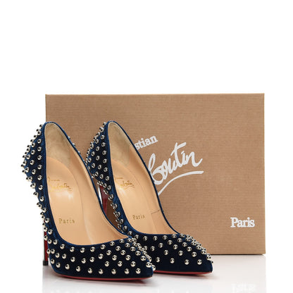 Christian Louboutin Velvet Billy 120 Spike Pumps 38.5 Silver Eclipse 8 of 8