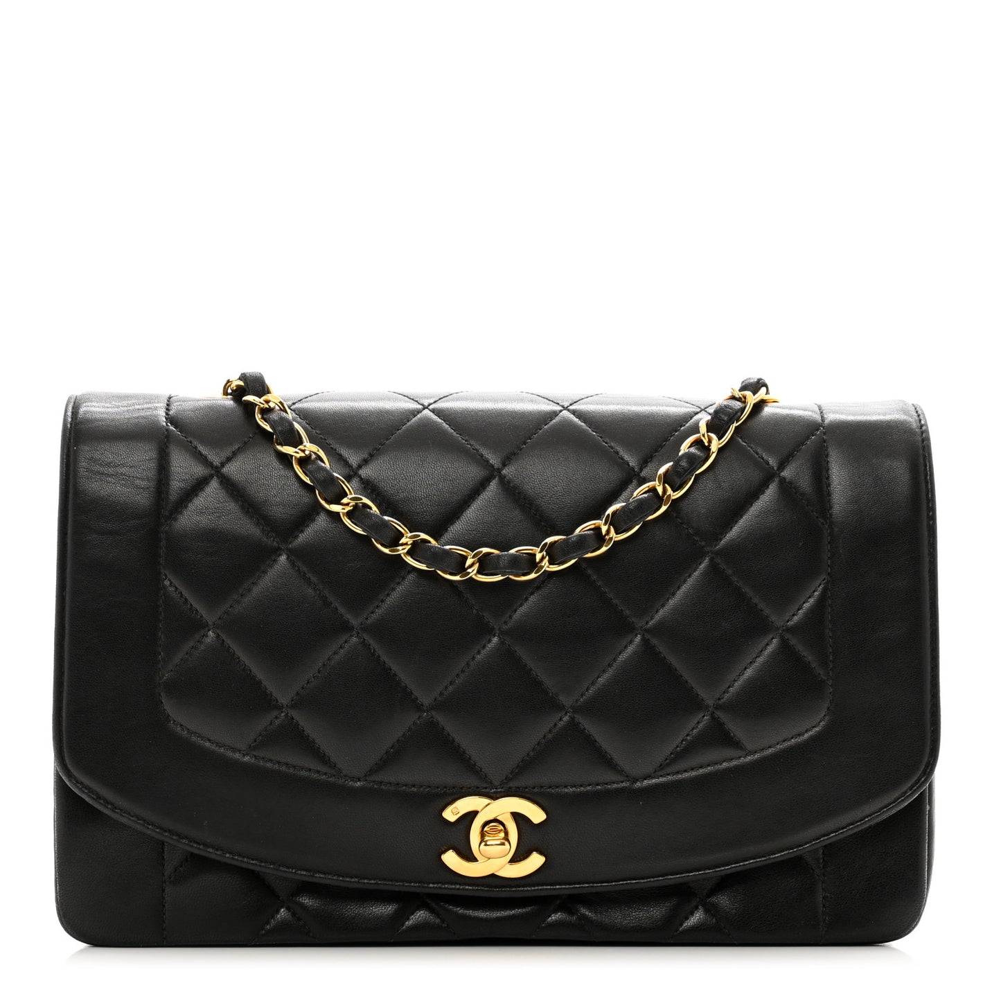 Lambskin Quilted Medium Single Flap Black