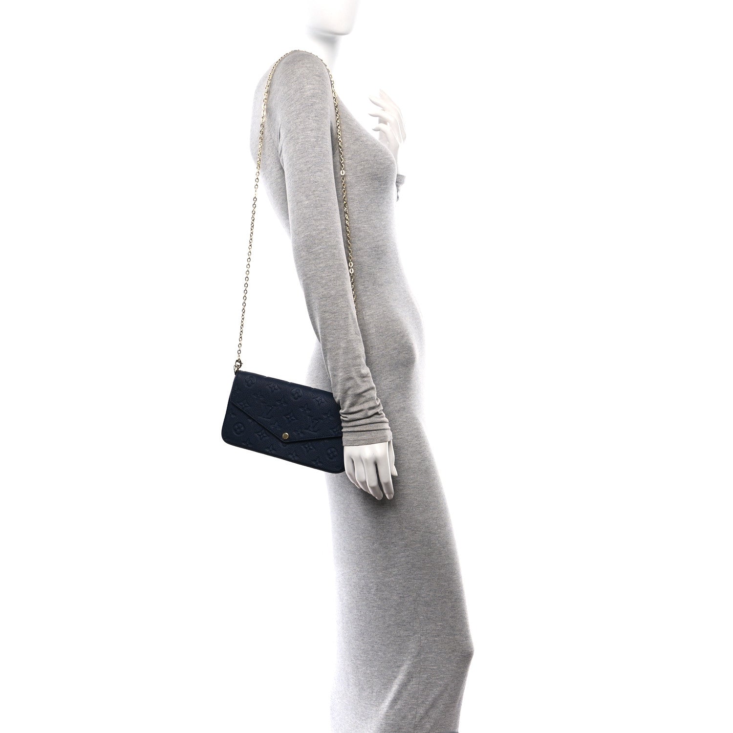 Louis Vuitton Empreinte Pochette Felicie Chain Wallet Navy 2 of 13