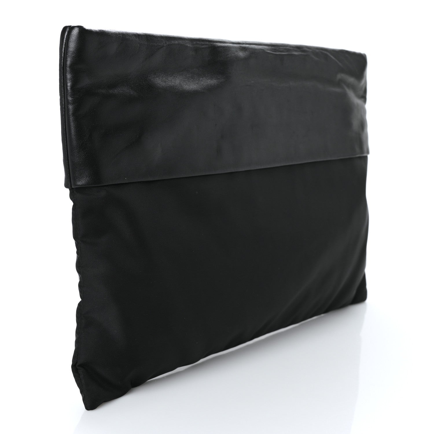 Prada Nylon Calfskin Zip Pouch Black 3 of 6