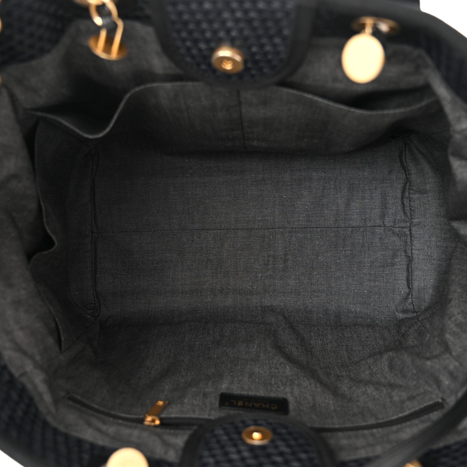 Chanel Straw Raffia Calfskin Chain Medium Deauville Tote Black 5 of 12