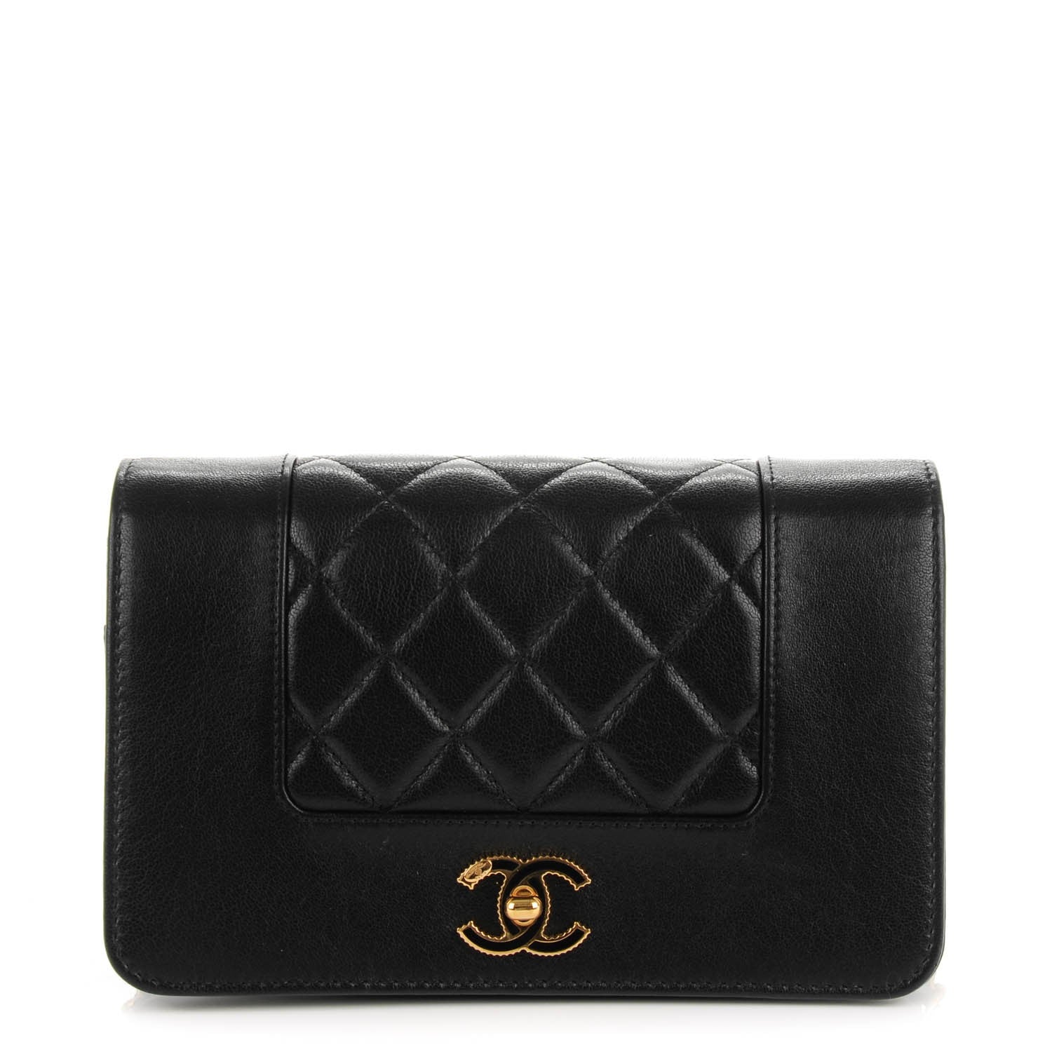 Chanel Sheepskin Quilted Mademoiselle Vintage Wallet On Chain WOC Black 1 of 9