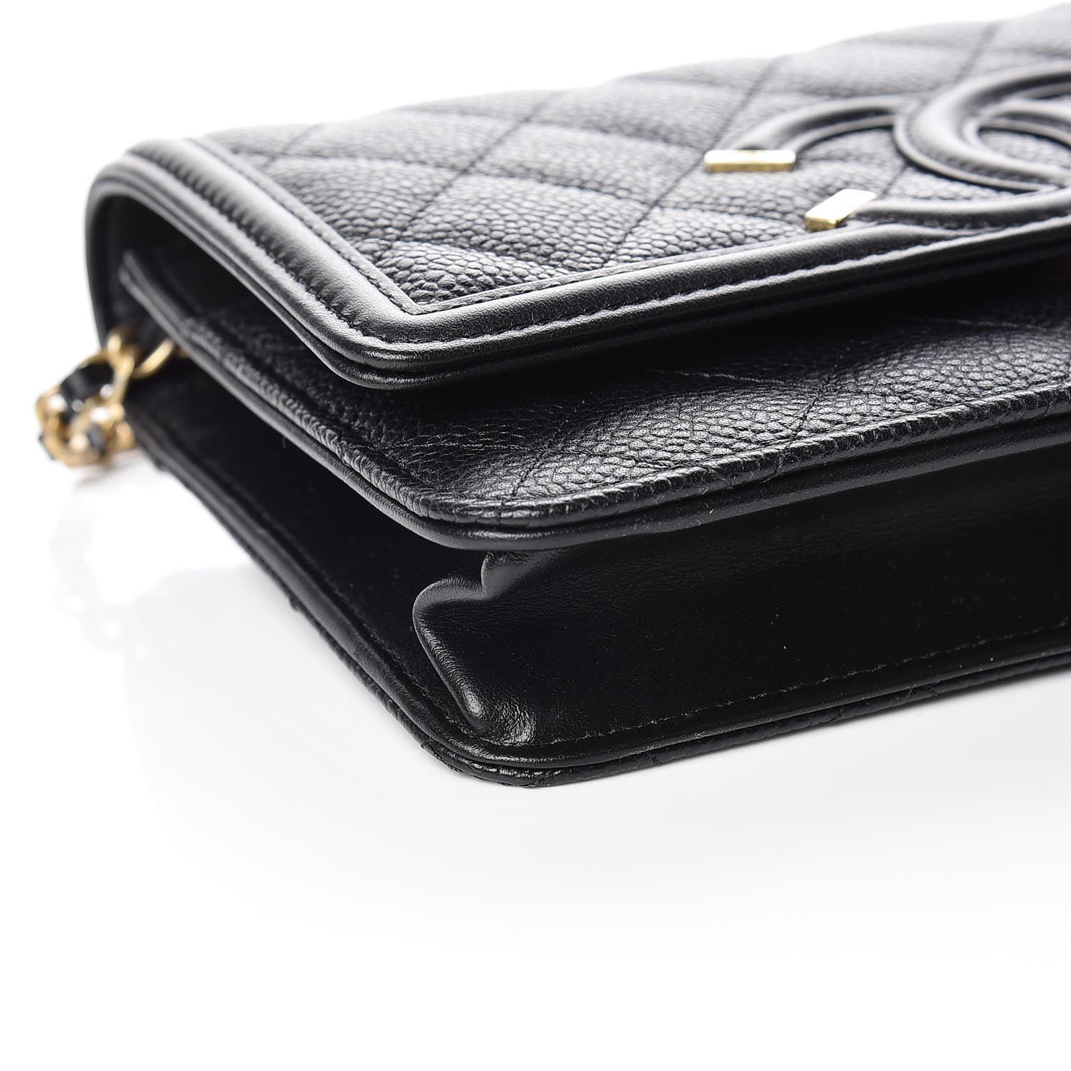 Chanel Caviar Quilted CC Filigree Wallet On Chain WOC Black 10 of 11