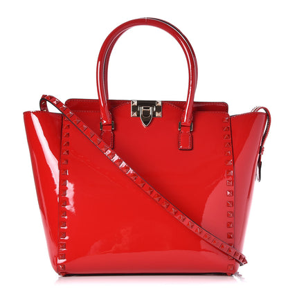 Valentino Garavani Patent Monochrome Rockstud Double Handle Tote Rosso Valentino 1 of 11