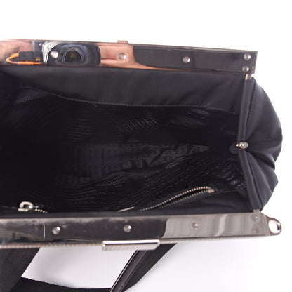 Prada Tessuto Nylon Frame Satchel Black 4 of 7