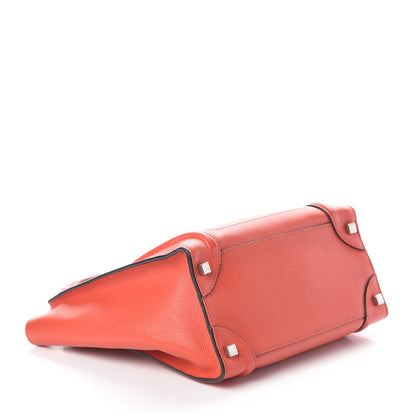Celine Drummed Calfskin Micro Luggage Vermillion 4 of 10