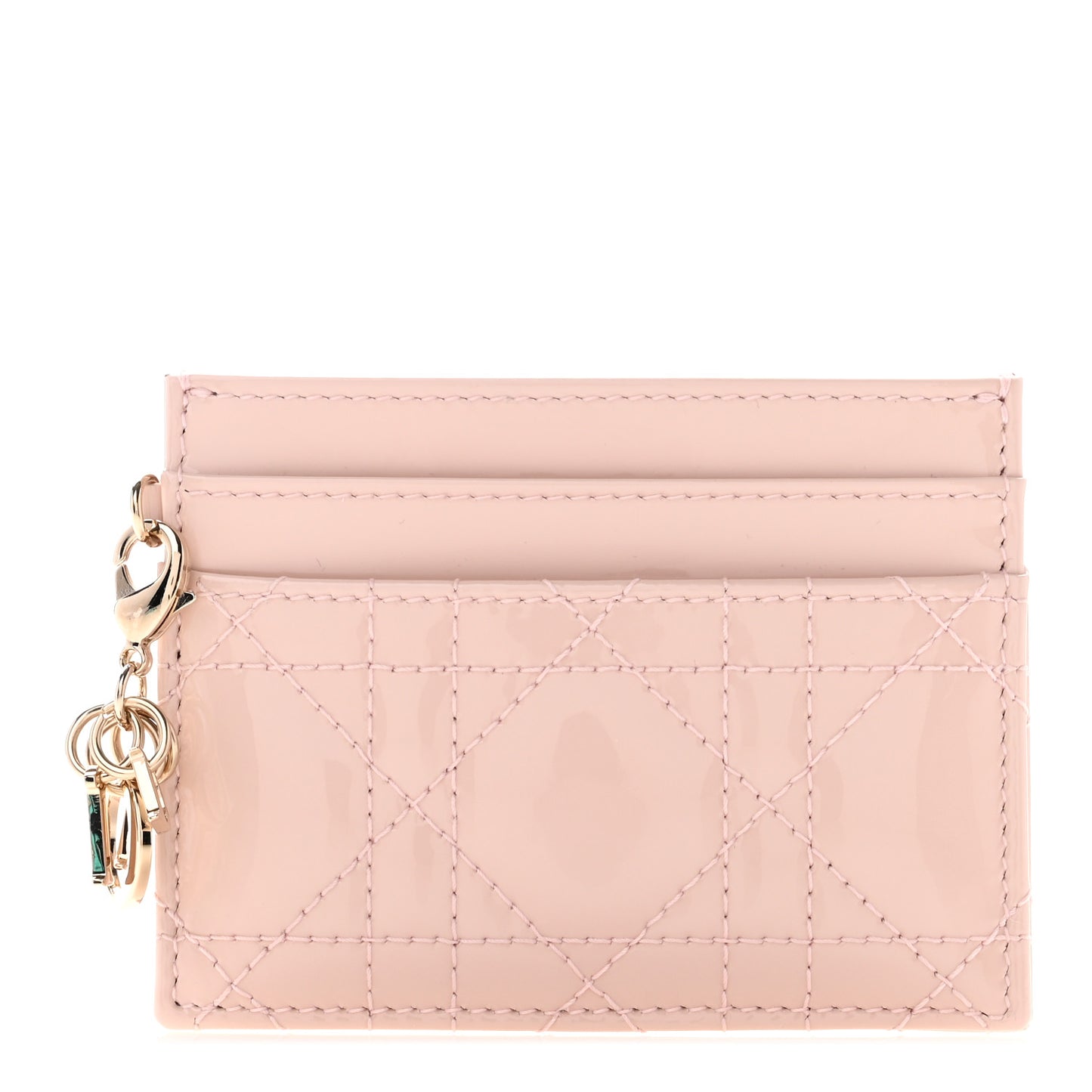 Patent Cannage Lady Dior Card Holder Powder Pink