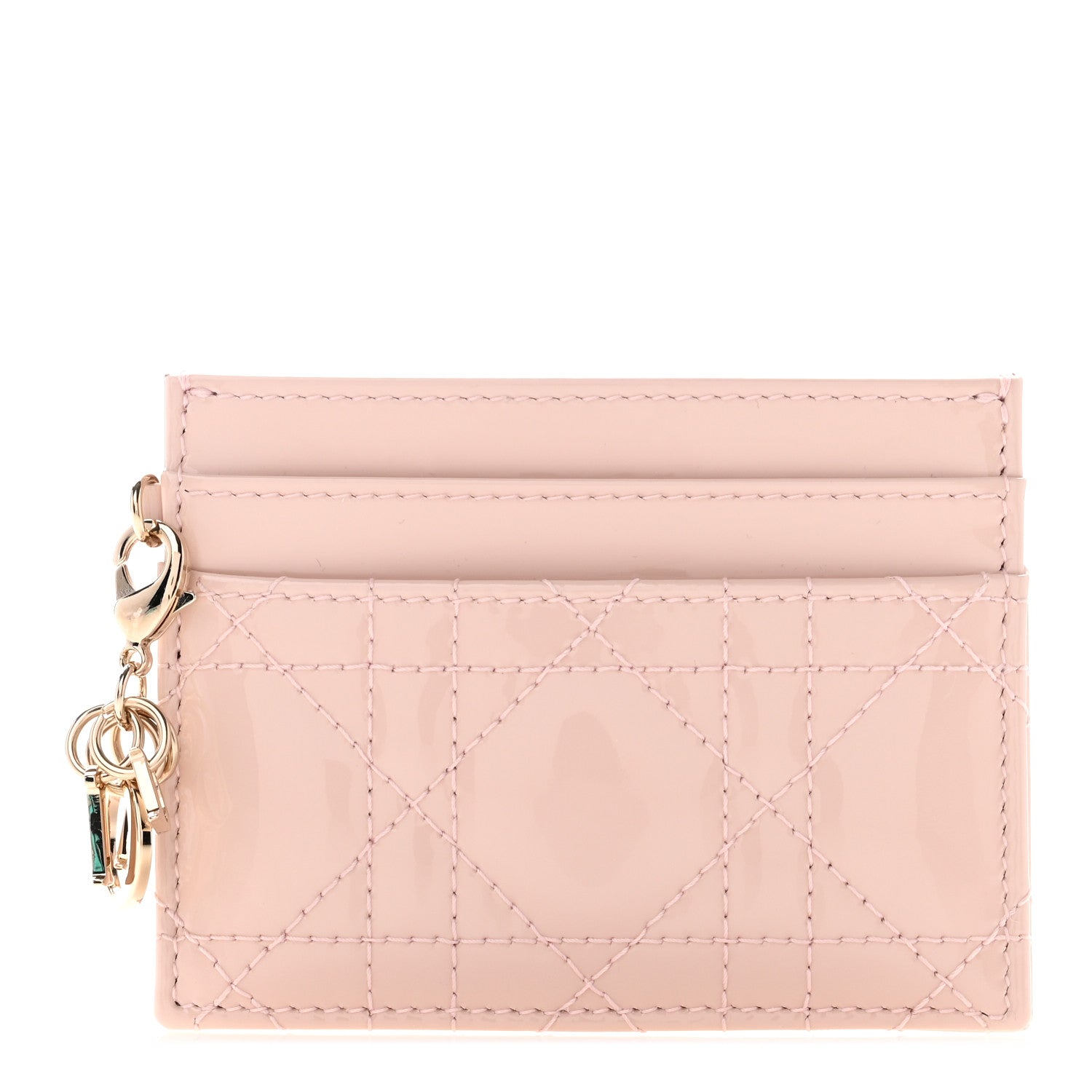 Christian Dior Patent Cannage Lady Dior Card Holder Powder Pink 1 of 9