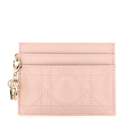 Christian Dior Patent Cannage Lady Dior Card Holder Powder Pink 1 of 9