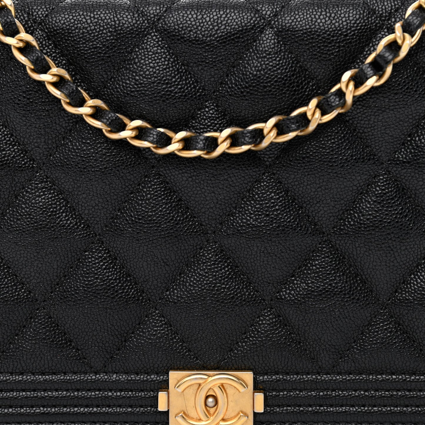 Caviar Quilted Boy Wallet On Chain WOC Black