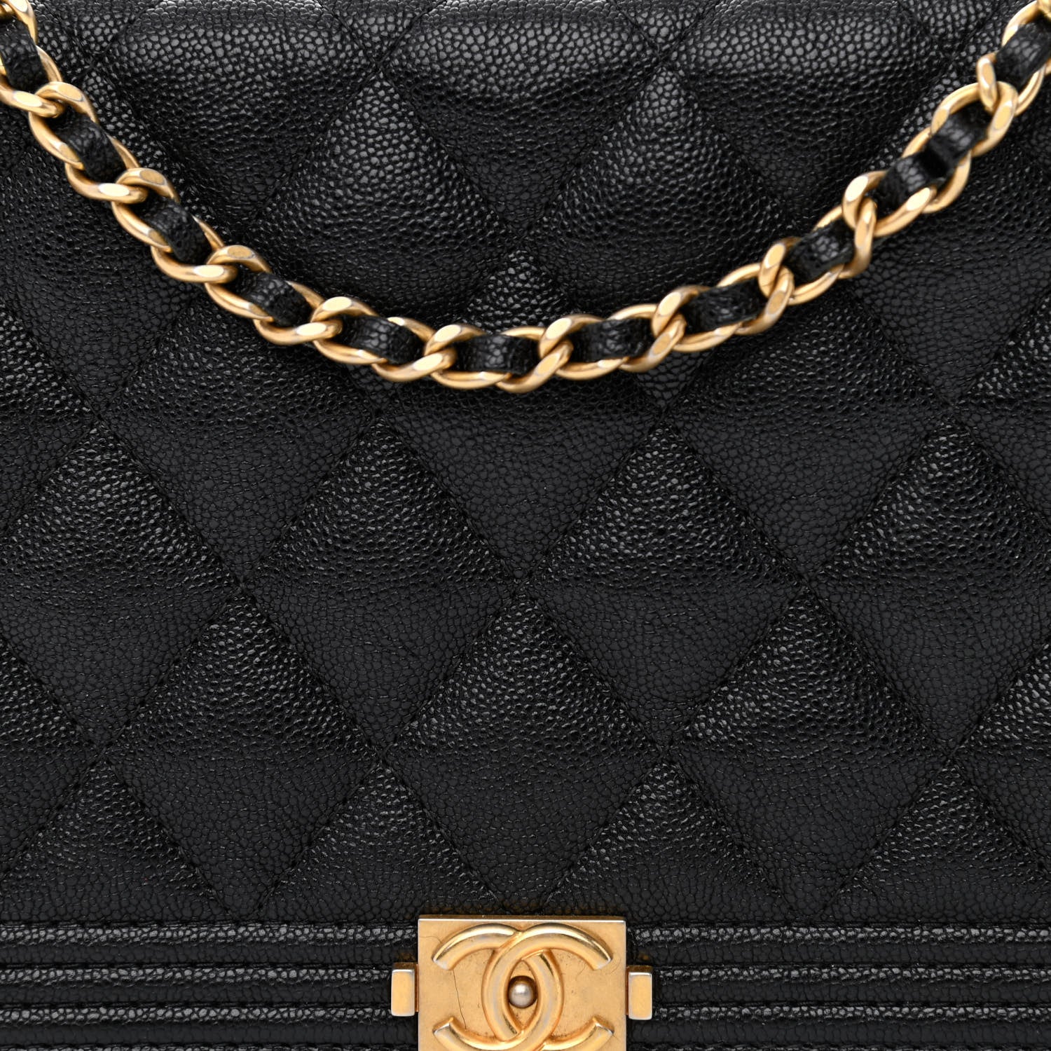 Chanel Caviar Quilted Boy Wallet On Chain WOC Black 9 of 14