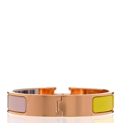 Hermes Enamel Narrow Clic Clac H Fusion Bracelet PM Rose Candeur Jaune Tennis 3 of 5