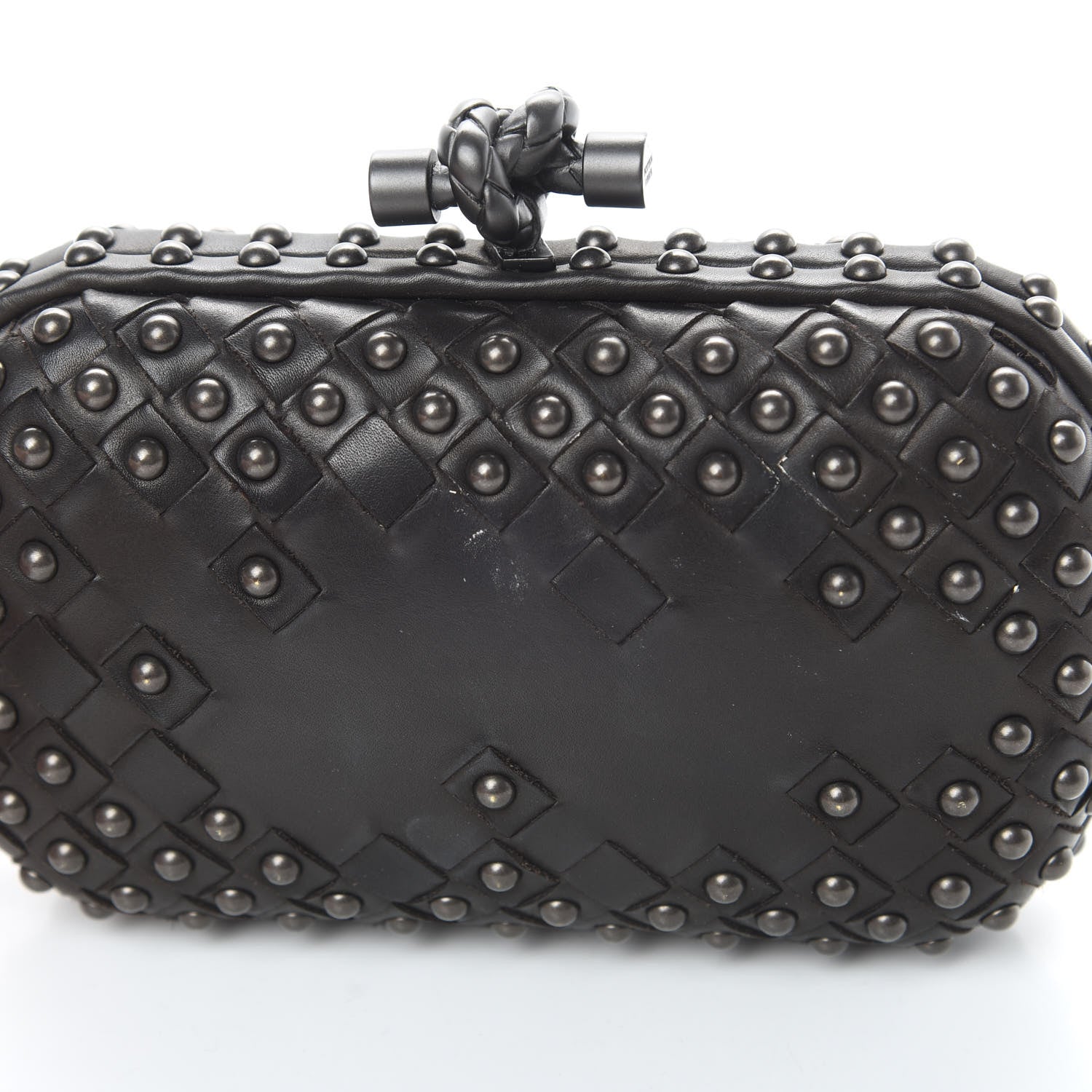 Bottega Veneta Waxy Nappa Intrecciato Knot Studded Clutch Black 8 of 8