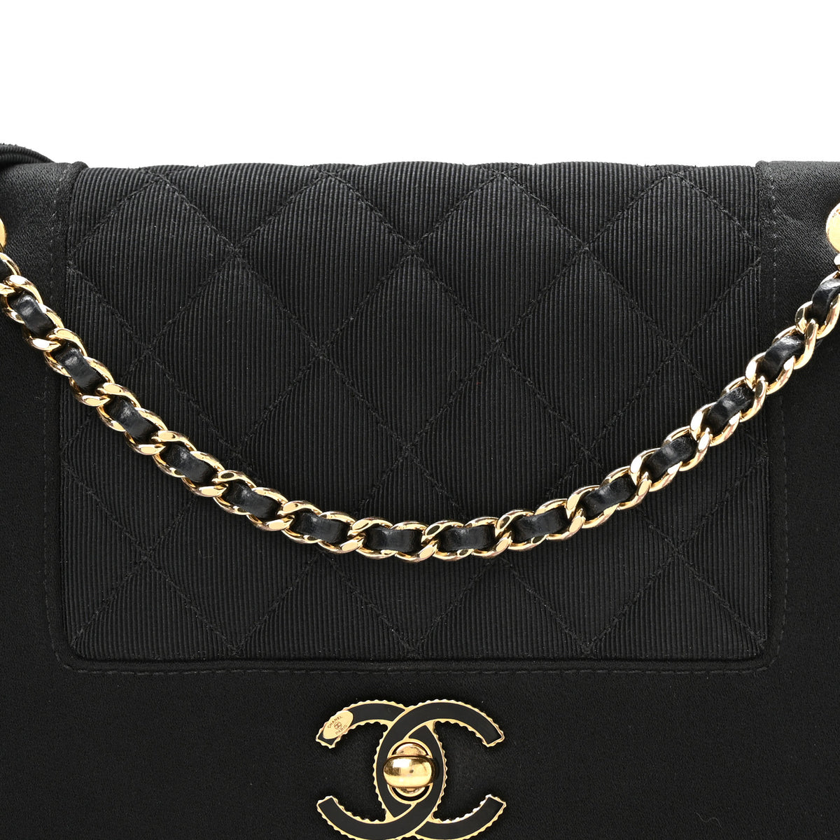 Chanel Grosgrain Satin Quilted Small Vintage Mademoiselle Flap Black 8 of 10