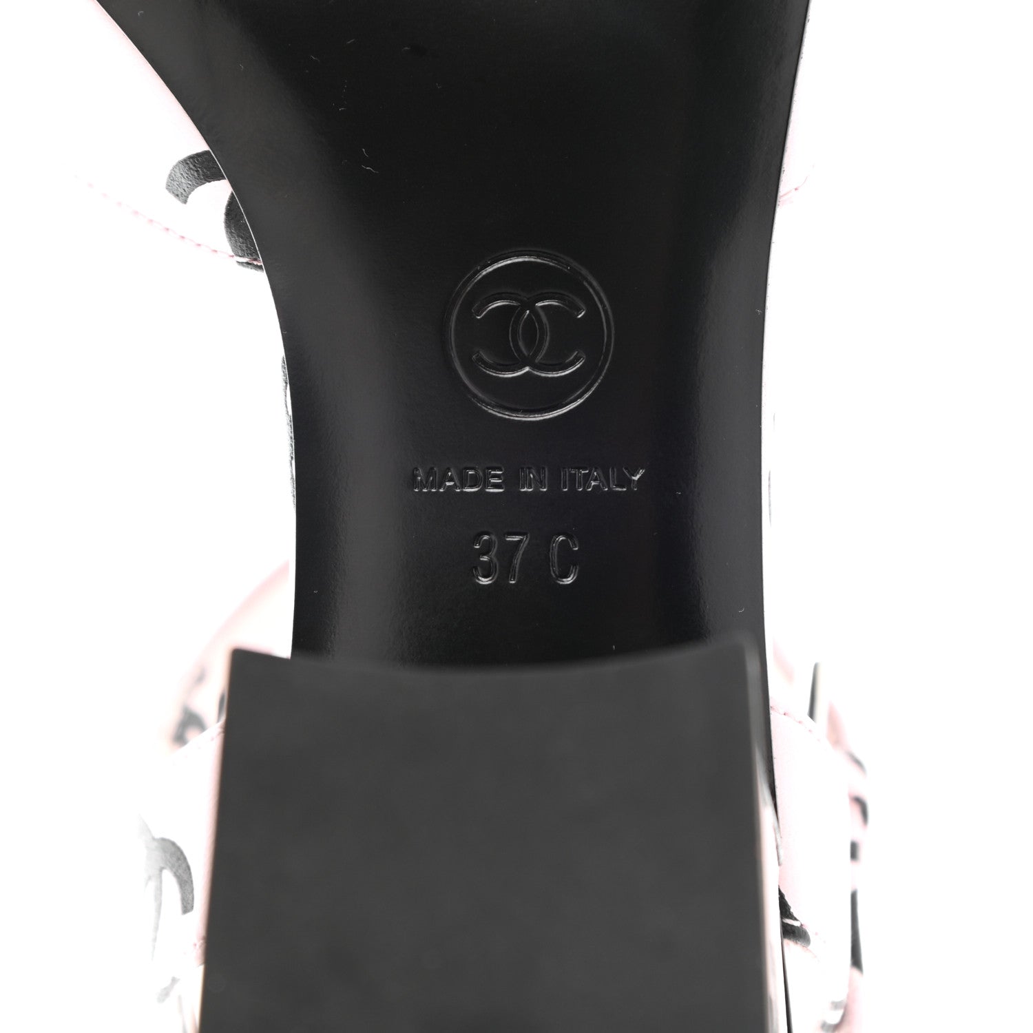 Chanel Printed Lambskin CC Sandals 37 Light Pink Black 7 of 9