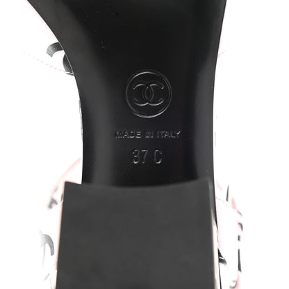 Chanel Printed Lambskin CC Sandals 37 Light Pink Black 7 of 9