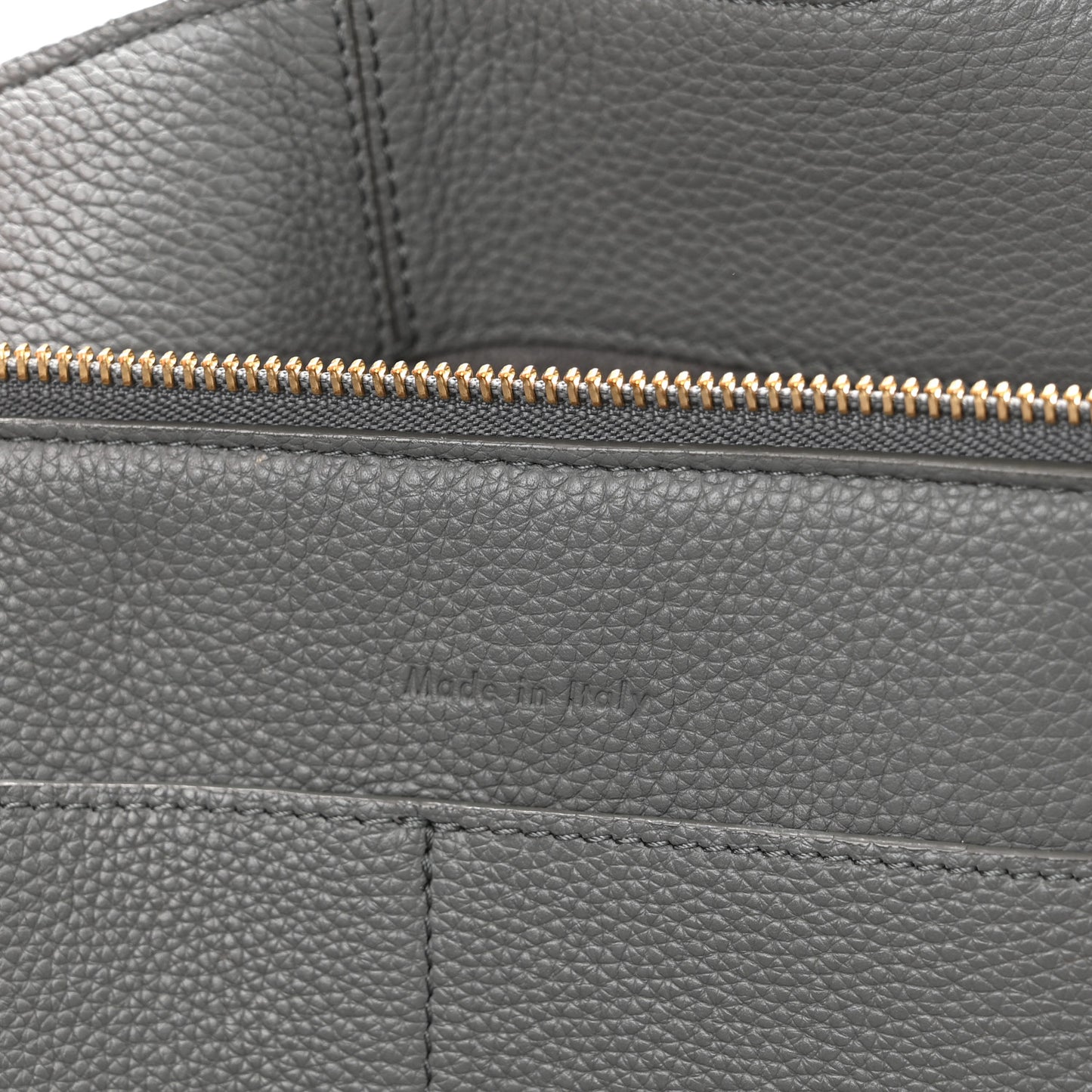 Baby Grained Calfskin Medium Tri-Fold Bag Grey