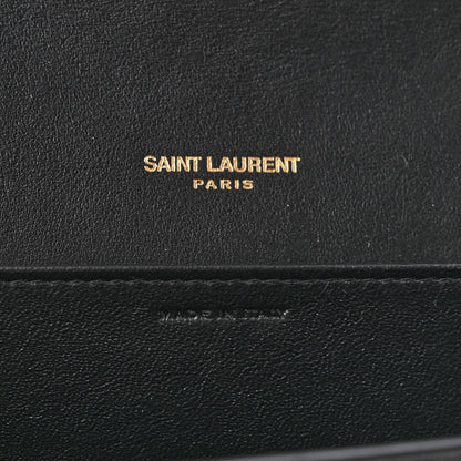 Saint Laurent Calfskin Crocodile Embossed Monogram Uptown Chain Wallet Black 7 of 12