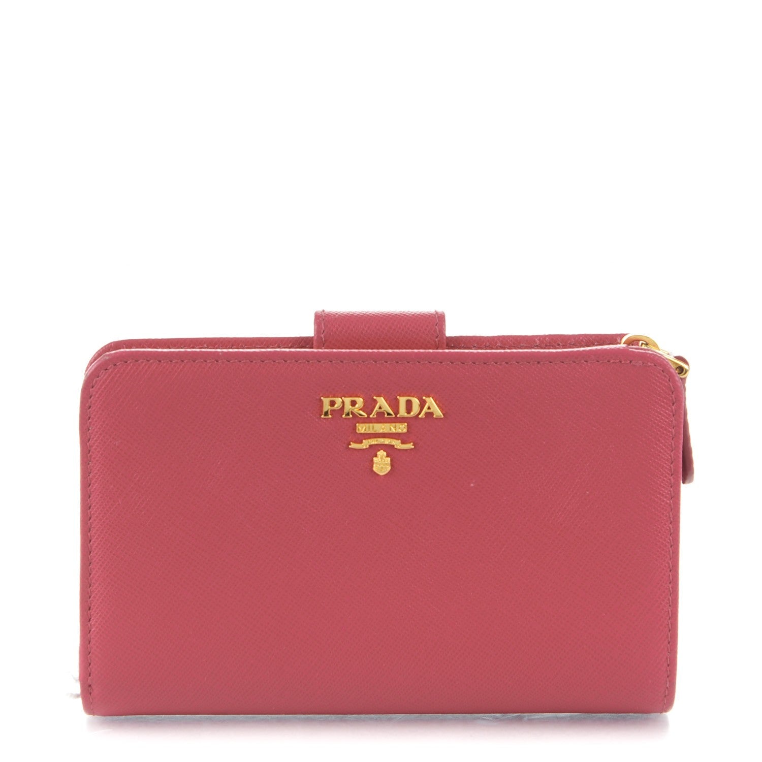 Prada Saffiano Metal Compact Wallet Peonia 1 of 6