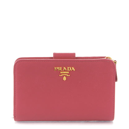 Prada Saffiano Metal Compact Wallet Peonia 1 of 6
