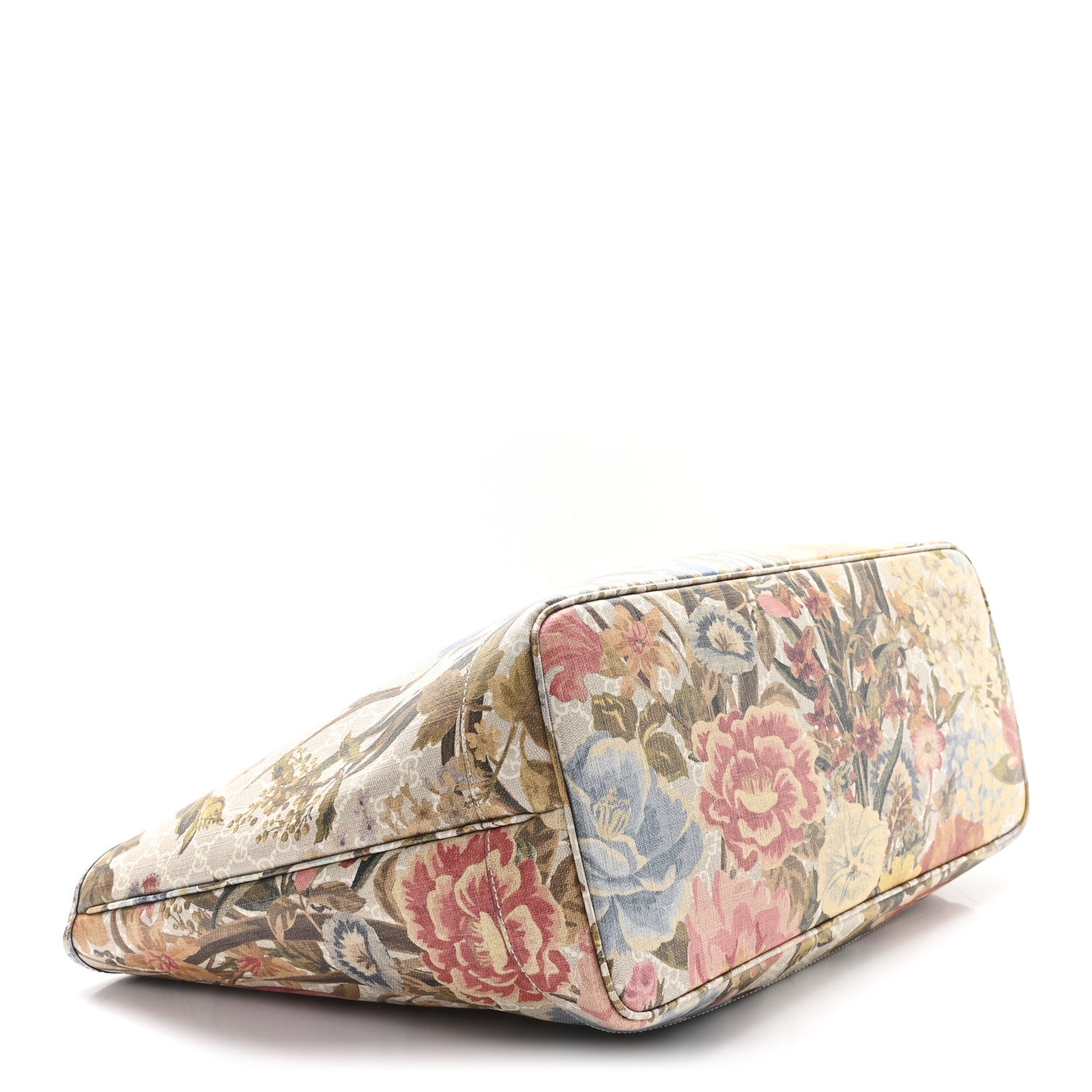 Gucci GG Supreme Monogram Water Flora Web Large Ophidia Tote Beige White Multicolor 5 of 12