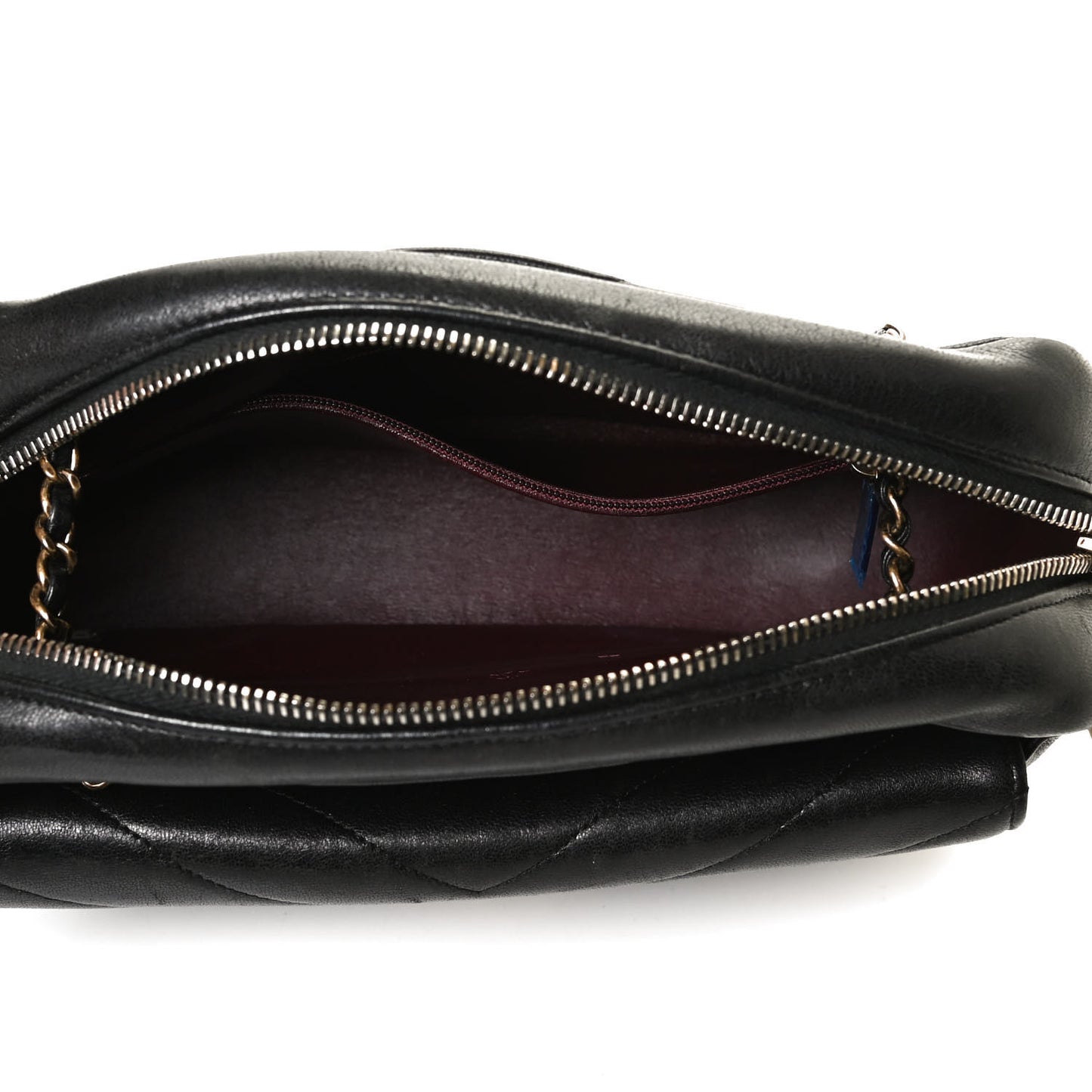 Lambskin Chevron Quilted Coco Envelope Flap Camera Case Black