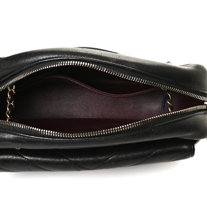 Chanel Lambskin Chevron Quilted Coco Envelope Flap Camera Case Black 5 of 10