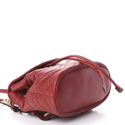Gucci Calfskin Matelasse GG Marmont Flap Backpack Hibiscus Red 3 of 9