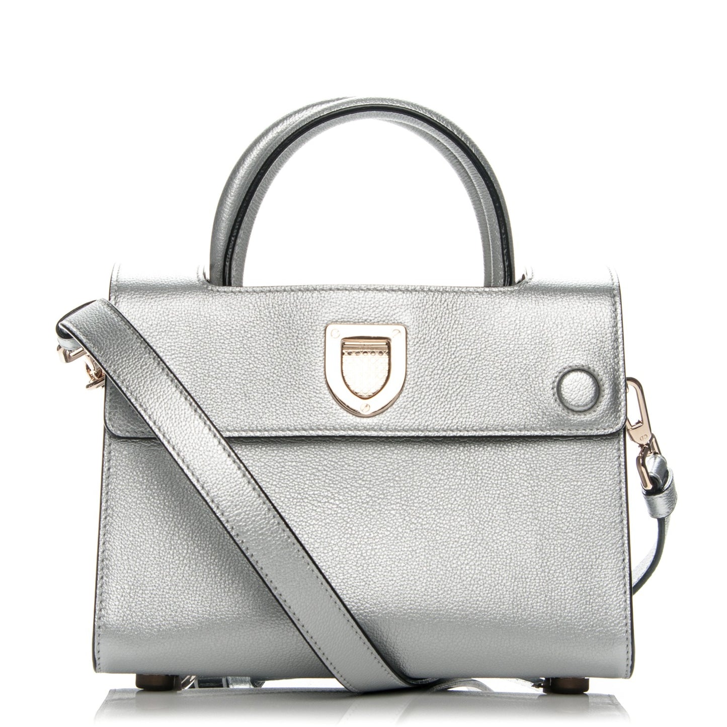 Grained Calfskin Mini Diorever Flap Silver