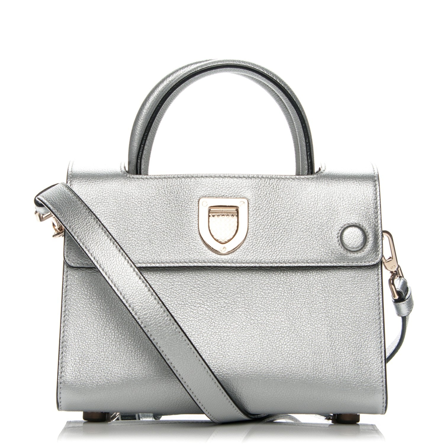 Christian Dior Grained Calfskin Mini Diorever Flap Silver 1 of 6
