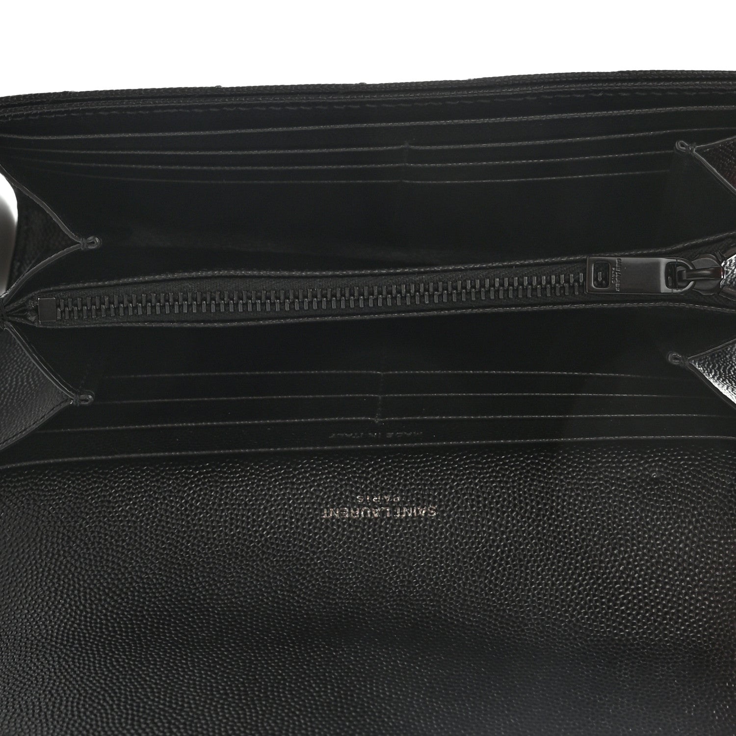 Saint Laurent Grain De Poudre Matelasse Chevron Monogram Flap Wallet Black 5 of 9