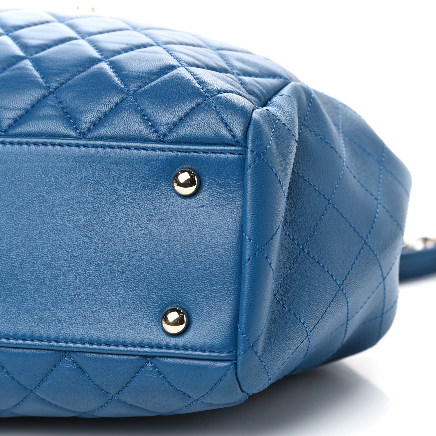 Chanel Lambskin Quilted Drawstring Bag Blue 6 of 8