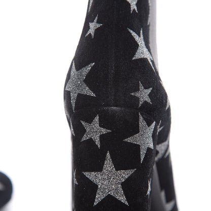 Saint Laurent Suede Glitter Stars Babies 90 Ankle Boots 37 Black Argent 5 of 11