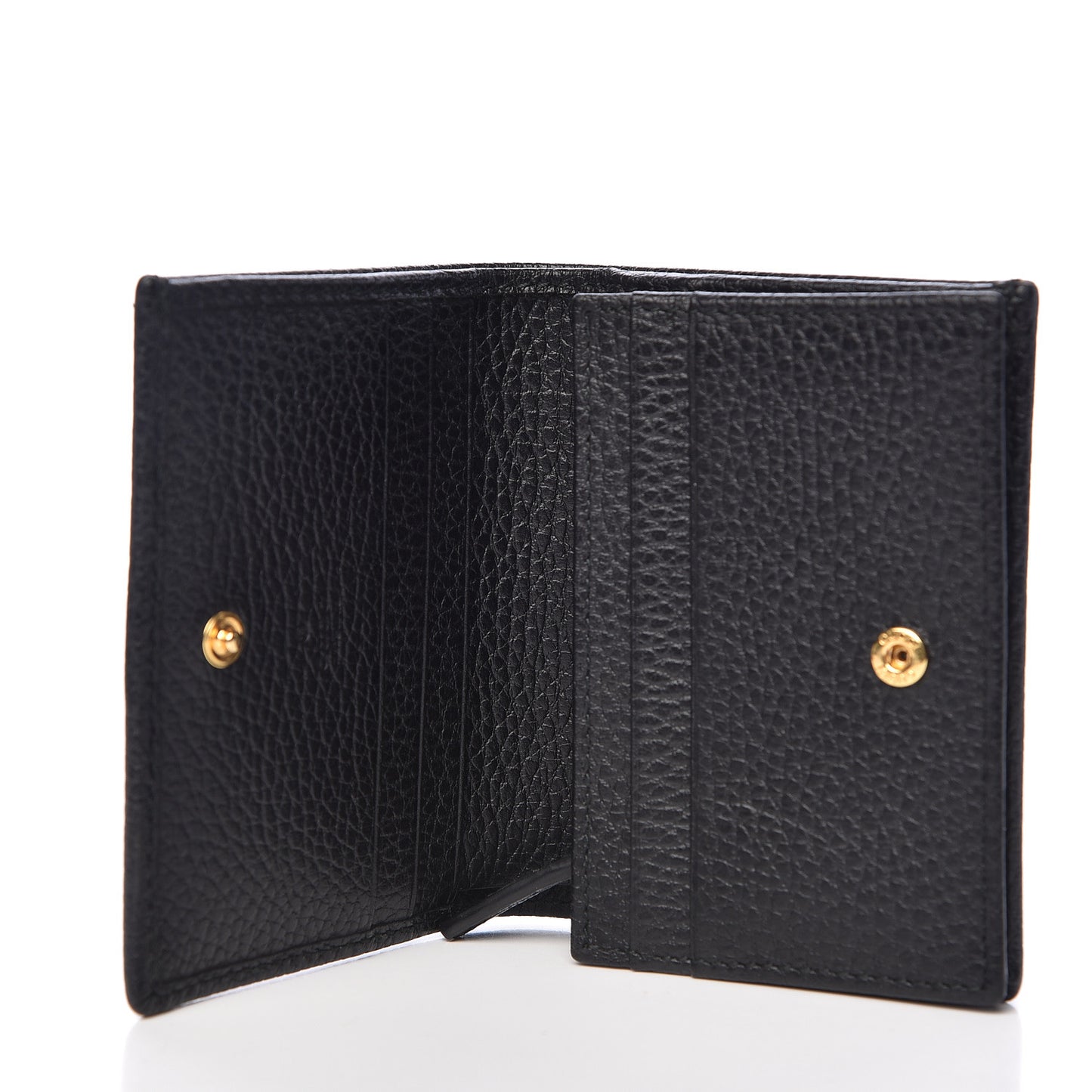 Pebbled Calfskin GG Marmont Card Case Black