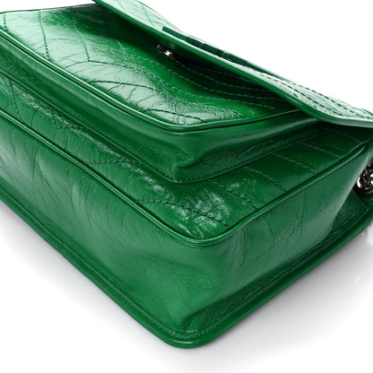 Saint Laurent Crinkled Calfskin Matelasse Monogram Medium Niki Chain Satchel New Vert Praire 10 of 10