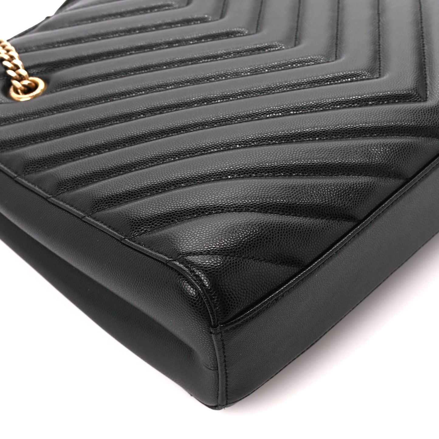 Grain de Poudre Matelasse Chevron Medium Tribeca Shopping Bag Black