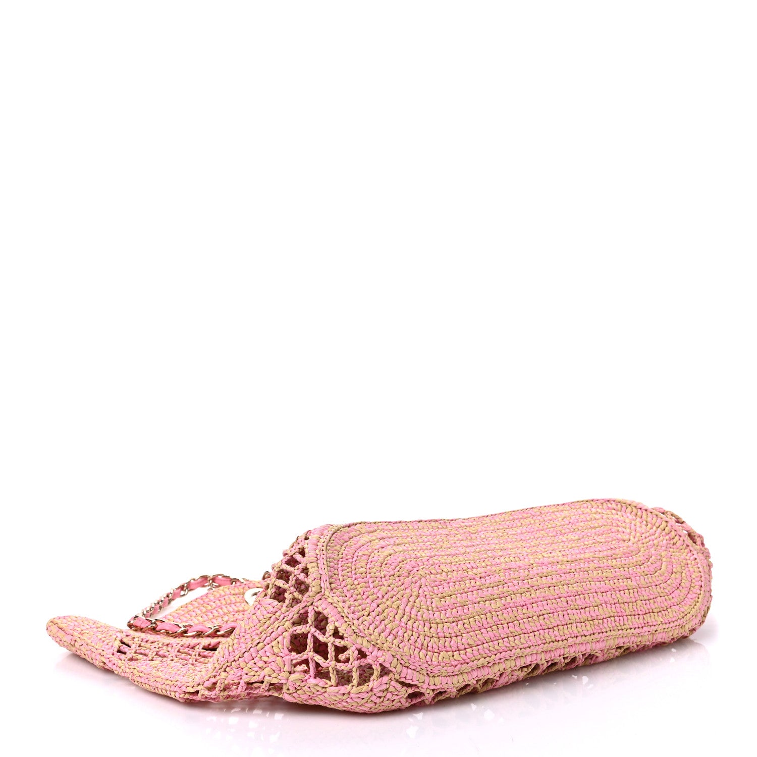 Chanel Raffia Effect Braided Large Shopping Bag Beige Pink 5 of 11