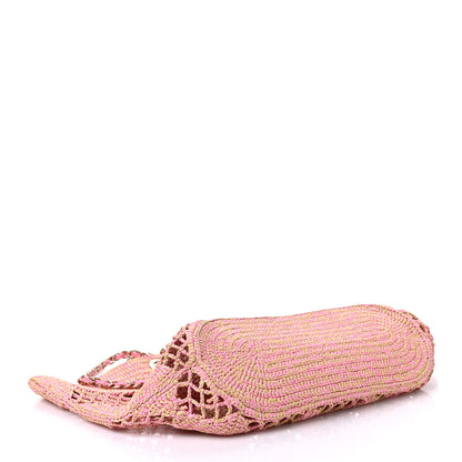 Chanel Raffia Effect Braided Large Shopping Bag Beige Pink 5 of 11