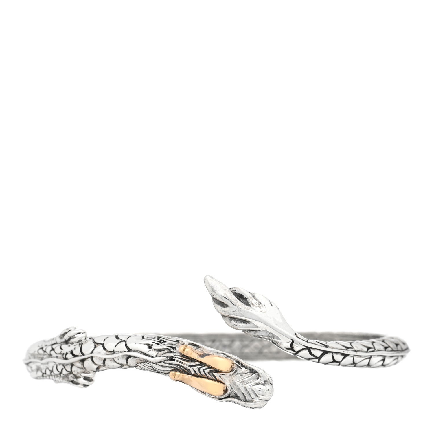 John Hardy Sterling Silver 18K Yellow Gold Legends Naga Dragon Bypass Cuff Bracelet 1 of 3
