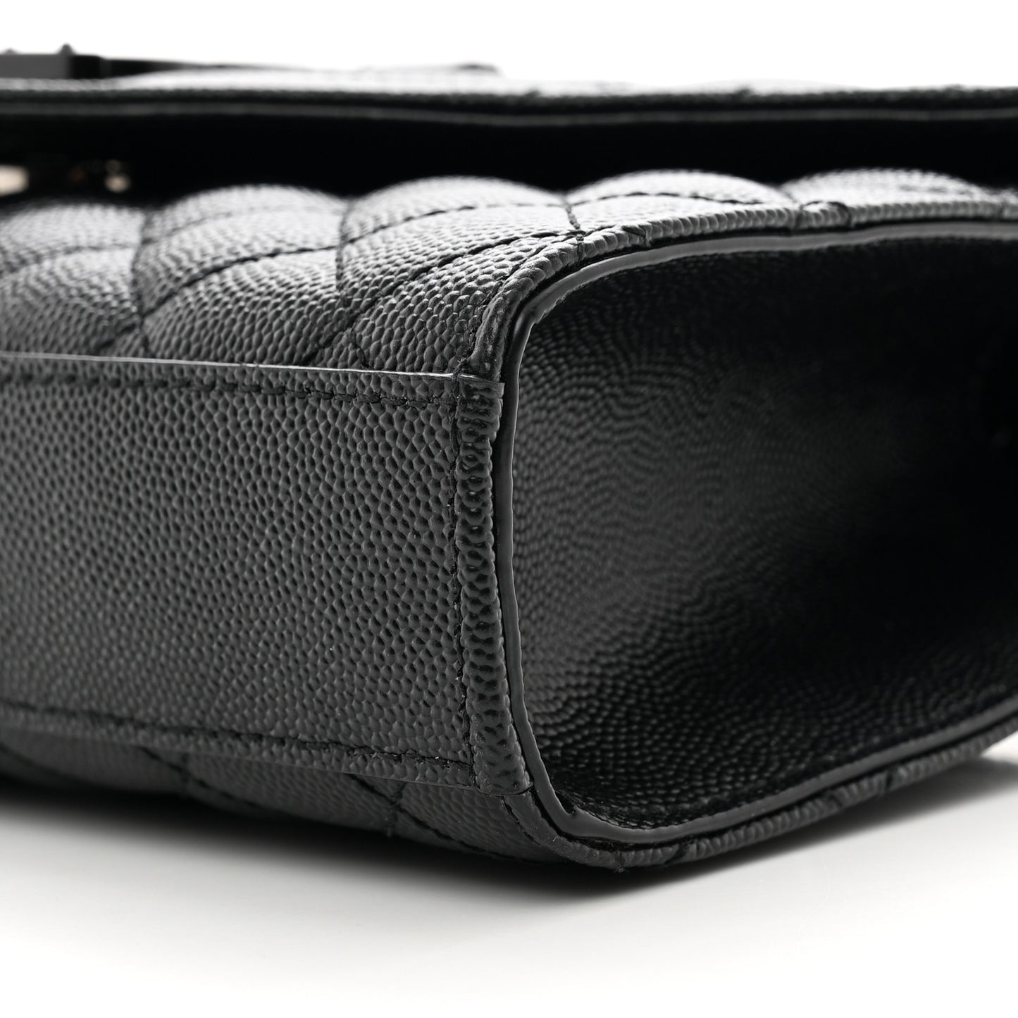 Grain De Poudre Textured Mixed Matelasse Triquilt Small Monogram Monochrome Satchel Black